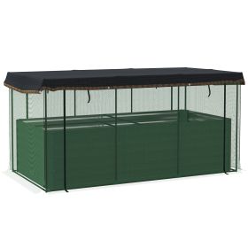 Outsunny Galvanized Steel Planter Box with Crop Cage and Shade Cloth, Raised Garden Bed for Flowers, Veggies and Herbs, Green
