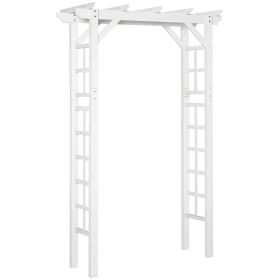 Outsunny Arched Trellis Arbor 7 ft Wood Steel with Natural Fir Side Panel for Climbing Vines Outdoor White