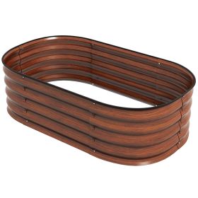 Outsunny Galvanized Raised Garden Bed Kit 3.4ft Metal Planter Box with Safety Edging for Vegetables Brown