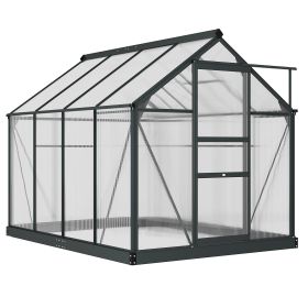 Outsunny 6' x 8' x 7' Polycarbonate Greenhouse, Outdoor Aluminum Walk-in Greenhouse Kit with Vent and Door for Backyard Garden, Gray