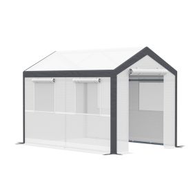 Outsunny 10' x 7' Walk-In Tunnel Greenhouse Garden Hot House w/Roll-Up Windows Zippered Door White/Dark Grey Gardening Essentials