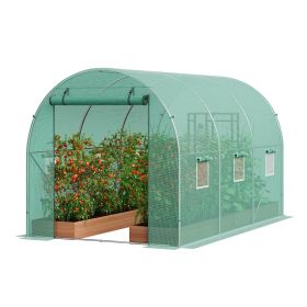 10x6.6x6.6 FT Walk-in Tunnel Greenhouse, Portable Plant Hot House with Dual Zippered Screen Doors & 6 Screen Windows