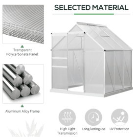 Polycarbonate Greenhouse, Walk-in Green House with Adjustable Roof Vent