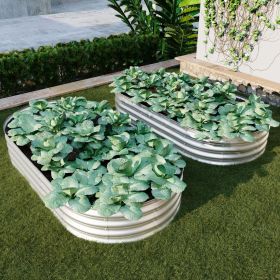 2Pcs 6x3x1ft Raised Garden Bed Kit, Galvanized Planter Raised Garden Beds for Outdoor for Vegetables,Flowers &Herbs, Heavy Duty, Rust-Resistant