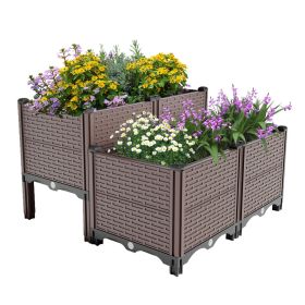 31.5x31.5x19.6in Raised Garden Beds Outdoor, Polypropylene Planter Boxes Outdoor for Vegetables, Flowers, Herbs, Garden Box with Drain Outlet