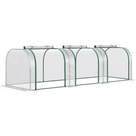 Outsunny 9.7' L x 3' W x 2.5' H Portable Tunneled Greenhouse with 3 Zippered Doors, Water/UV Fighting PVC Cover