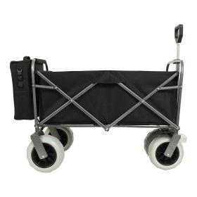 Beach Wagon with Big Wheels for Sand 500lbs capacity - All Terrain Steel Frame Utility Cart with 9" Pneumatic Tires, Collapsible Folding Design