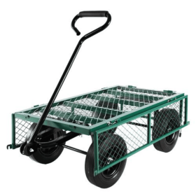 Solid Wheel Tool Trolley Garden Wood Cart (Option: Green Wagon cart Solid wheels)