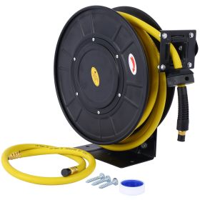 Air Reel 3  8 X 50Retractable Flex Hybrid Hose Max 300 PSI Commercial Premium (Color: Black)