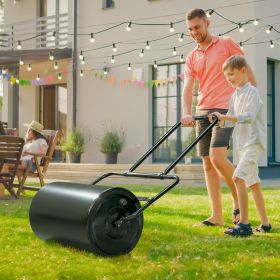 19 Inch Black Iron Lawn Roller Cylindrical (Color: Black)