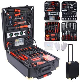 969 Piece Men's Home Repair Tool Set, Tool Box Organizer With 4 Drawers, Universal Household Tool Set With Rolling Tool Box (Option: Black)