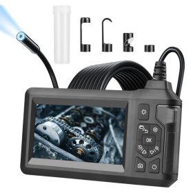 1Pc 1080P Endoscope Camera With 8 LED Light 8mm Borescope Inspection Camera 4.3in Colorful Screen IP67 Waterproof 16.4FT Semi-Rigid Cord Handheld (Option: Black)