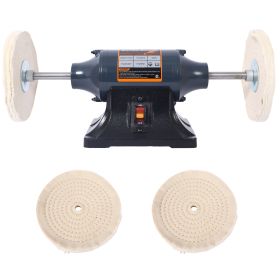 Extra Long 8 Inch Electric Polisher Bench Buffer Grinder 4 Pole Motor  Includes 4PCs 80Ply Thic Buffing Wheels For Polishing Metal, Jewelry, Kniv (Option: Blue)