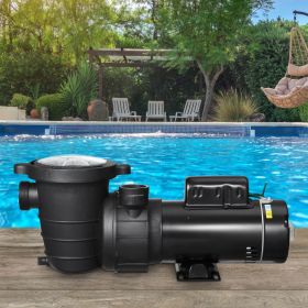 Above Ground Pool Pump 1.5HP/0.35HP Dual Speed Swimming Pool Pump 110 GPM/52 GPM (Option: Black)