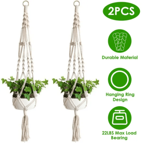 2Pcs Plant Hanger Flowerpot Net Bag 40in Cotton Rope (Option: 2pcs)
