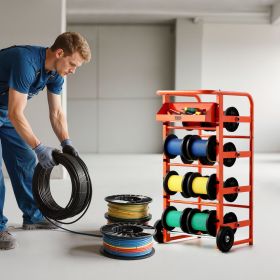 Wire Spool Rack 11 Rods Cable Caddy Wire Spool Cart For Industrial Electrical (Option: Orange)