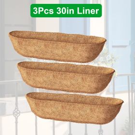 3Pcs Trough Coco Liners For Planters Coconut Coir Planter For Window Box Hanging Trough Basket Half Moon Planter Liner Replacement For Garden Fen (Option: 3Pcs-30in)