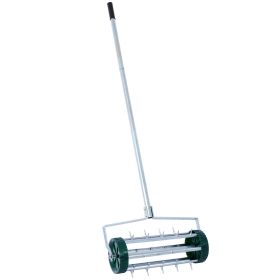 Spike Lawn Aerator, Heavy Duty Rolling Lawn Aerator, Garden Yard Rotary Push Lawn Aeration With Stee (Color: Green)