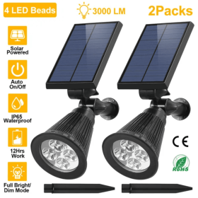 2 Outdoor Waterproof Solar Spotlights (Option: Style1)