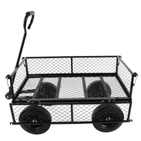 Solid Wheel Tool Trolley Garden Wood Cart (Option: Black Wagon cart Solid wheels)
