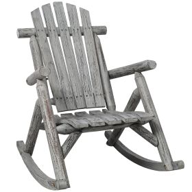 Wooden Porch Rocker Chair,Durable Wooden Porch Rocker Chair,Fir Log Rocking Chair,Patio Rockers For Outside,Garde.Light Gray Color (Option: Light Gray)