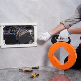 Fish Tape Wire Cable Line Puller 120ft 1/8 In Steel With High Plastic Case (Option: Multicolor)