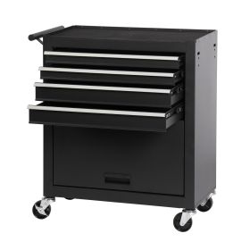 4-drawer Rolling Toolbox With 4-wheel Toolbox With Drawers (Option: Black)