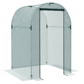 Outsunny 4' X 4' Crop Cage, Plant Protection Tent With Zippered Door And Galvanized Steel Frame, Fru (Color: Green)