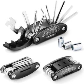 16-in-1 Heavy-Duty Bike Repair Kit With 16-ToolMultifunctional Hex Key Set Puncture Patch &Tire Repair Kit For Mountain Road BikesMotorcycles (Option: Onepiece)