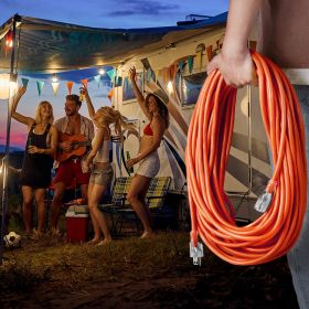 100FT Heavy Duty Extension Cord 16AWG 10A 1250W 3 Prongs With Lighted End (Option: Orange)