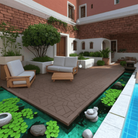 Plastic Interlocking Deck Tiles,44 Pack Patio Deck Tiles,12x12 Square Waterproof Outdoor All Weather Use, Outdoor And Indoor Patio Decking Tiles (Option: Style6)