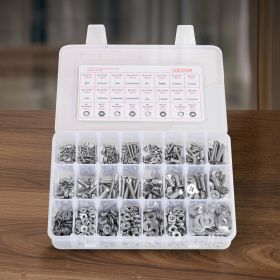 720 Pcs Bolts Nuts Assortment Kit Imperial Stainless Steel For Furniture (Option: Silver)