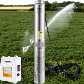 Deep Well Submersible Pump, 2HP 230V/60Hz, 37GPM 427 Ft Head, With 33 Ft Cord & External Control Box, 4 Inch Stainless Steel Water Pumps For Indu (Option: Natural)