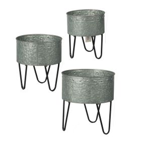 Set of 3 Huxley Metal Decorative Pots (Color: as Pic)