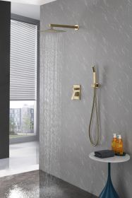 10 inch Shower Head Bathroom Luxury Rain Mixer Shower Complete Combo Set Wall Mounted (Color: as Pic)