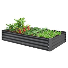 8x4x1 ft Galvanized Raised Garden Bed, Outdoor Planter Garden Boxes Large Metal Planter Box for Gardening Vegetables Fruits Flowers, Gray (Color: as Pic)
