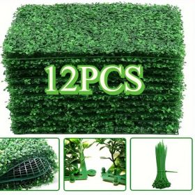 Artificial Boxwood Panel 12pcs Boxwood Hedge Wall Panels Artificial Grass Backdrop Wall 24X16 4cm Green Grass Wall (pcs: 12pcs)