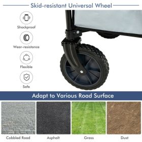 Outdoor Folding Wagon Cart with Adjustable Handle and Universal Wheels (Color: Gray)