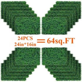 Artificial Boxwood Panel 12pcs Boxwood Hedge Wall Panels Artificial Grass Backdrop Wall 24X16 4cm Green Grass Wall (pcs: 24pcs)