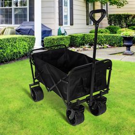 100L Collapsible Folding Beach Wagon Cart with 220Lbs Large Capacity, Wagons Carts Heavy Duty Foldable with Big Wheels for Sand, Garden, Camping (Color: as Pic)