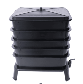 5-layer Worm Composting Bin (Color: Black)