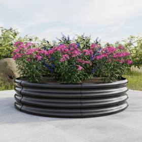 2PCS Tall Round Raised Garedn Bed,Metal Raised Beds For Vegetables, Outdoor Garden Raised Planter Box, Patio Planter Raised Beds For Flowers, Her (Color: Black)