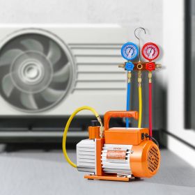 4.5 CFM HVAC Single Stage Rotary Vane Vacuum Pump And Manifold Gauge Kit (Option: Orange)