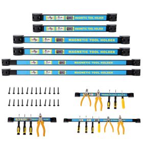 6PACK Heavy Duty Magnet Tool Bar, 2PACK 12, 2PACK 18, 2PACK 24,Magnetic Tool Holder,Magnetic Tool Holder Strip,for Workshop Garage,Mounting Screw (Option: Black)