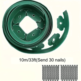 Landscape Edging Strips, With Anchored Tips, Unexcavated Garden Edging Kits, Plastic Flexible Garden Bed And Lawn Courtyard Paving Stone Pathways (Color: Green)