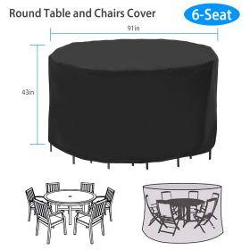 Circular Table Cover UV Water Resistant Outdoor Furniture Protector For Small Round Table Chairs Set 4 Seat And 6 Seat Options (Option: 6 Seat Cover)