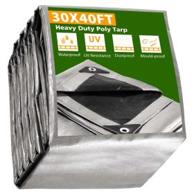 30x40ft Heavy Duty Poly Tarp Silver Black (Option: 30x40ft)