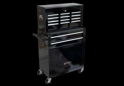 High Capacity Rolling Tool Box With Wheels And Drawers (Option: Black)