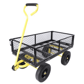 Solid Wheel Tool Trolley Garden Wood Cart (Option: Black Yellow Wagon cart Soli)